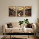 HPINUB Abstract Landscape Mountain Canvas Wall Art Set, Vibrant Sun Forest Pine Tree Wall Decor, Wilderness Nature River Artwork Rustic Scenery Art Print for Living Room,Bedroom,Office-16 x24 x3 by CozyNest Decor