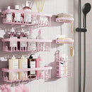 Veken Rustproof & Waterproof Shower Caddy 6-Pack, No Drilling Adhesive Shelves Rack with Soap Holder, Large Capacity Bathroom Organizers and Storage, Wall-Mounted Kitchen & Home Decor by CozyNest Decor
