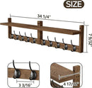 AMBIRD 34.2 inch Wooden Extra-Long Wall Hook Rack with Shelf - Versatile and Decorative Wall-Mounted Storage - 10 Hooks for Hanging Coats, Hats, Scarves - Ideal for Entryways, Bedrooms, Closets by CozyNest Decor