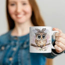 JINYO Coquette Leopard Bow Owl Mug, Cute Owl Coffee Cup, Gifts for Owls Lovers Women, Cute Wild Animal Ceramic Coffee Tea Mug 11 oz by CozyNest Decor