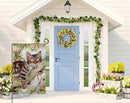 BLKWHT Spring Cat Garden Flag 12x18 Vertical Double Sided Pink Floral Farmhouse Holiday Outside Decorations Burlap Yard Flag BW573 by GreenHaven Gardens