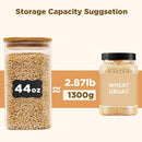 Glass Food Storage Jars Square 44oz, 3 Pack Glass Jars With Bamboo Lids, Kitchen Storage Containers For Spice, Candy, Cookie, Storage For Pantry Organizers by CozyNest Decor