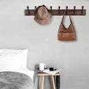 32.2'' Large Coat Rack Wall Mount Coat Hooks Coat Hanger with 8 Metal Black Triple- Hooks Brown Pine Real Wood Plank Hat Rack for Wall Hooks for Hanging Coat Hat Jacket by CozyNest Decor