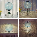 10 Inch Solar Glass Gazing Ball, with 9.4" Tall Metal Gazing Globe Stand, Solar Ball Lights Display Holder Set for Outdoor Garden Lawn Yard Decoration, Blue Water Ripple by CozyNest Decor