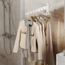 Dr.DJ Wall Mount Coat Hanger Holder White Clothes Drying Organizer Rack Garment Hooks Aluminium Retractable Folding Indoor Wall Mounted Hanger for Laundry Room Bedroom White 2Pack with 80cm Rod by CozyNest Decor