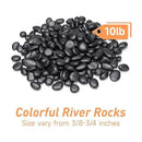10 lbs Black Pebbles for Indoor Plants, Succulent, Bamboo, Vase, 3/8" Plant Rocks for Pots Indoor, Small River Rocks Decorative Pea Gravel, Highly Polished by GreenHaven Gardens