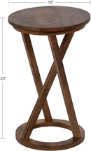 Kate and Laurel Aja Modern Side Table; 15 x 15 x 23; Walnut Brown; Decorative Modern Geometric Wood Bedroom Nightstand Table with Round Tabletop and Unique Slanted Legs by CozyNest Decor