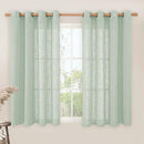 LAMIT Light Sage Linen Curtains 45 Inches Long for Bedroom, Semi Sheer Light Filtering Panels Bronze Grommet Neutral Drapes for Kitchen/Window/Bedroom, 2 Panels Set, 52 x 45 Inch by CozyNest Decor