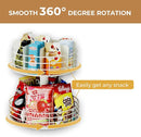 Snack Organizer - Versatile Snack Storage 2 Tier Lazy Susan with Convenient Grab-and-Go Design, Metal Snack Holder for Home, Office, Breakroom, 12.13" L x 12.13" W x 12.56" H (Matte White) by CozyNest Decor