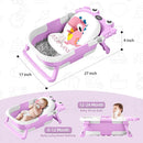 Collapsible Baby Bathtub for Infants to Toddler with Real-time Temp Monitor+Floating Cushion,Foldable Baby Bath Tub Set Applicable 0-36 Month,Portable Travel Bathtub for Newborns Girl (Purple) by TinyTreasures Baby Boutique
