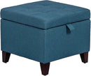 Adeco Square Fabric Storage Ottoman with Tufted Flip Top, 18x18x15 by CozyNest Decor