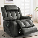 MAEVIS Power Recliner Chair, Lay Flat Sleeping Lift Chairs Recliner for Elderly with Heat and Massage,Comfy Real Breathable Leather Recliners with Dual OKIN Motor for Living Room (Silver Grey) by CozyNest Decor
