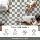jinchan 2x3 Kids Area Rug Washable Indoor Entryway Doormat Modern Checkered Geometric Lattice Small Rug Non Slip Soft Carpet for Nursery Room Bedroom Bathroom Home Grey by CozyNest Decor