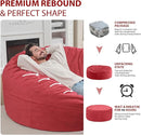 6FT Bean Bag Chair, Large Bean Bag Chairs with Memory Foam Filled, Fluffy Beanbag Sofa with Dutch Velvet Cover, Round BeanBag Chairs for Living Room, Playroom - Red by TinyTreasures Baby Boutique