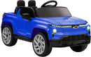 Qaba 12V Kids Ride on Truck, Chevrolet Silverado EV RST Licensed Electric Car with Parent Remote Control, Back Storage, Spring Suspension, Soft Start, Auxiliary Wheels, LED Lights, Music, MP3, Blue by TinyTreasures Baby Boutique
