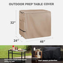 Outdoor Prep Table Cover -Khaki Heavy Duty Waterproof Cover for PC3404S Rolling Dining Table Compatible with 46 inch Outdoor Utility Cart by GreenHaven Gardens