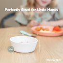 WeeSprout Bamboo Kids Bowls, Set of Four 10 oz Kid-Sized Dinnerware, Cereal, Leftovers & Snack Bowl, Dishwasher Safe (Pink, Green, Gray, & Beige) by TinyTreasures Baby Boutique