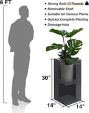 Metallic Heavy Tall Outdoor/Indoor Planter Box, Rectangular, 14Lx14Wx30H Inches, ‎25LBS/PC, Dark Gray, No Assembly Required and Seamless, Set of 2 by GreenHaven Gardens