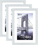 VCK 24x36 Inch Solid Wood Poster Frames with Wall Mounting Hanging Picture Frame White 3 Pack by CozyNest Decor