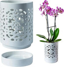 Orchid Pot 4 Inch, Orchid Pots with Holes & Saucers for Repotting Orchid, Breathable Slotted Flower Plant Nursery Pot White by GreenHaven Gardens