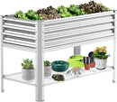 Raised Garden Bed with Legs, Galvanized Raised Planter Box with Storage Shelf and Drainage Holes, 48×24×32 Inch Large Metal Garden Bed Kit for Balcony, Backyard, Patio Lasts for Years of Use. by GreenHaven Gardens