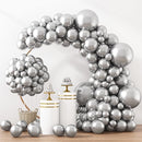 RUBFAC Silver Balloons 129pcs Different Sizes 18 12 10 5 Inches, Metallic Balloon Garland Arch Kit for Birthday Party Graduation Wedding Holiday Decoration by TinyTreasures Baby Boutique
