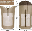 Laundry Bag Backpack, 125L Extra Large Travel with Shoulder Straps, Adjustable & Extendable Design, Laundry Hamper Bag with 3 Pockets for Laundromat, College, Travel, Camping (Brown) by TinyTreasures Baby Boutique