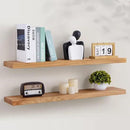Axeman Floating Shelves for Wall, 8 Inch Deep Rustic Solid Elm Wood Wall Shelves for Storage, Wall Mounted Display Shelving with Invisible Heavy-Duty Metal Bracket, 36'' Width Set of 2, Natural by CozyNest Decor