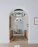 Flashing God Small Crystal Chandeliers Dia 12" Black Chandelier Flush Mount Ceiling Light for Bedroom Living Room Dining Room Hallway Dimmable 3 Rings LED Celing Lighting Fixtures by CozyNest Decor