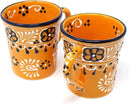 Encantada Handmade Hand-Painted Authentic Mexican Pottery Mugs (2-Pack, Mango) by CozyNest Decor