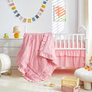 Tufted Ruffle Crib Bedding Set 3 Pieces Baby Boho Quilted Comforter with Fitted Sheet and Bed Skirt - Cute Ruffled Shabby Chic Baby Bedding Soft Blanket Design Pink by TinyTreasures Baby Boutique