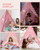 Teepee Tent for Kids with Inflatable Airbed, String Lights, Balloons, Pump, Washable Slumber Party Tent Indoor Outdoor for Girls Boys, Children Tipi Playhouse for Playtime and Sleepover by TinyTreasures Baby Boutique