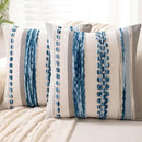Boho Throw Pillow Covers 18x18 Set of 2 Farmhouse Decorative Cushion Case Striped Square Pillows Cover Chenille Pillow Cases Accent Neutral Pillowcase for Sofa Couch Bed,Sky Blue by CozyNest Decor