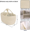 Diaper Caddy Organizer Cotton Rope Baby Basket Nursery Storage and Portable Tote Bag for Car Ideal Baby Shower Gifts and Registry Must-Have for Newborn Essentials beige by TinyTreasures Baby Boutique
