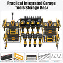 CCCEI Yellow Power Tool Organizer Wall Mount, Large Tools and Battery Storage Rack Charging Station Individual Switches. Drills Holder, Garage Utility Shelves with 6FT Power Strip. Gift for Men. by GreenHaven Gardens