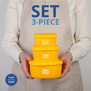 BLUE GINKGO Nesting Silicone Containers - Set of 3 Hard-Shell Silicone Food Storage Containers | BPA Free, Airtight, Dishwasher and Freezer Safe (6.7oz, 10oz, 20oz) - Yellow by TinyTreasures Baby Boutique