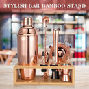 Cocktail Shaker Set, Mixology Bartender Kit 10-Piece Bar Tool Set with Stylish Bamboo Stand, Bar kit: Matini Shaker Mixing Spoon Muddler Jigger Cocksrew for Barware Set | Rose by CozyNest Decor