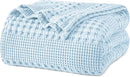 PHF 100% Cotton Waffle Weave Blanket King Size, Soft Lightweight Breathable Cozy Summer Blankets for Bed, Luxury Aesthetic Woven Bedding for Home Decor, 108"x90", Baby Blue by CozyNest Decor