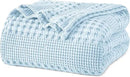 PHF 100% Cotton Waffle Weave Blanket Queen Size, Soft Lightweight Breathable Cozy Summer Blankets for Bed, Luxury Aesthetic Woven Bedding for Home Decor, 90"x90", Baby Blue by CozyNest Decor