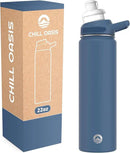 Chill Oasis Water Bottle | Compatible With Popular Flavor Cartridges | BPA Free, Leak Proof, Double-Walled Vacuum Insulated Stainless Steel, and Dishwasher Safe | Cold for 24 Hours (Navy, 22oz) by CozyNest Decor