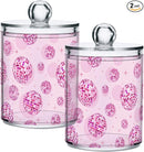 2 Pack Qtip Holder Organizer Dispenser Disco Balls Pink Bathroom Storage Canister Cotton Ball Holder Container for Cotton Pads/Swabs/Floss by CozyNest Decor