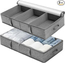 2 Packs Under Bed Storage Containers, Foldable Clothes Draw Organizers with Adjustable Dividers, Handles, Clear Window, Closet Storage Bins for Clothing, Shoes, Blankets by CozyNest Decor