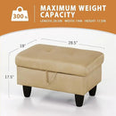 Ottoman Rectangular Storage Ottoman Bench, Flannel Footrest Stool Footstool with Lid for Living Room, Bedroom, Entryway, Light Brown, 28.5"x19"x17.5" by CozyNest Decor