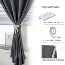 Magic Tape Stick On Curtains Window Shades Pull Down Blackout Window Cover Blackout Curtains for Bedroom No Drillng Self Adhesive Curtains No Rod Small Curtain, 59" W X 71" L, Grey, 1 Panel by TinyTreasures Baby Boutique