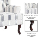 Accent Chair, High Back Upholstered Armchair with High Resilience Sponge & Wood Legs, Mid-Century Modern Comfy Single Sofa Reading Chairs for Living Room, Bedroom (Stripe Navy, Set of 1) by CozyNest Decor