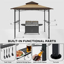 COOSHADE 8'x 5' Grill Gazebo Double Tiered Outdoor BBQ Gazebo Canopy with LED Light (Brown with Khaki) by GreenHaven Gardens