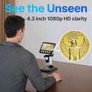 Coin Microscope, 4.3" LCD USB Digital 1000X Coin Magnifier with 8 Adjustable LED Lights, 1080P PC View Compatible with Windows/MacBook for Adults Kids by TinyTreasures Baby Boutique