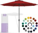 Midtown Umbrellas Sunbrella Umbrella 9 Feet Outdoor Umbrella With Red Acrylic Fabric - Auto-Tilt Aluminum Frame Patio Umbrella For Backyard, Deck, Garden, Pool - Black Pole by GreenHaven Gardens