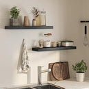 Floating Shelves for Wall, 31.5" W x 6.7" D x 1.5" H, Wooden Wall Mounted Display Shelves with Invisible Brackets for Living Room, Bedroom, Bathroom, Kitchen Decor and Storage, Set of 2, Black by CozyNest Decor