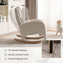 Rocking Chair Nursery,Modern Glider Chair with Adjustable Footrest and Solid Wood Legs,High Backrest Nursery Chair with Side Pocket,Rocker Armchair for Living Room Bedroom Cotton Linen, Beige by TinyTreasures Baby Boutique